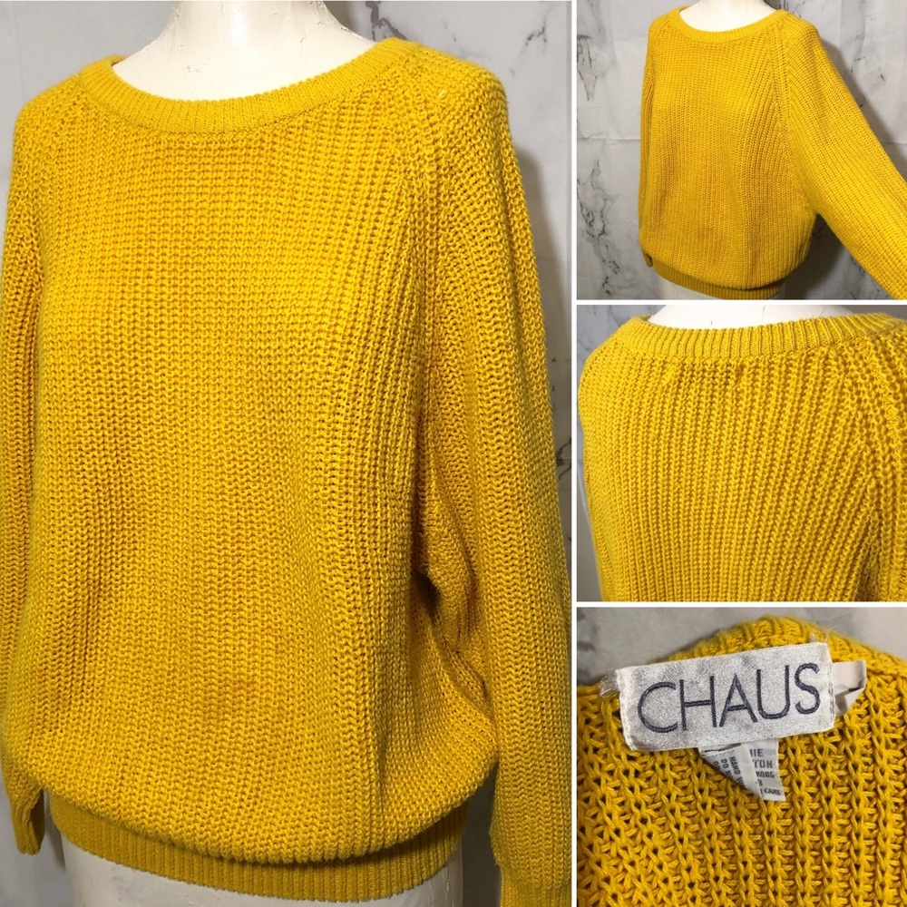 VTG 80’s Retro Ribbed Mustard Yellow Sweater